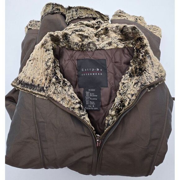 Vintage Tally-Ho Faux Fur Trimmed Brown Jacket S winter cold - Picture 3 of 11